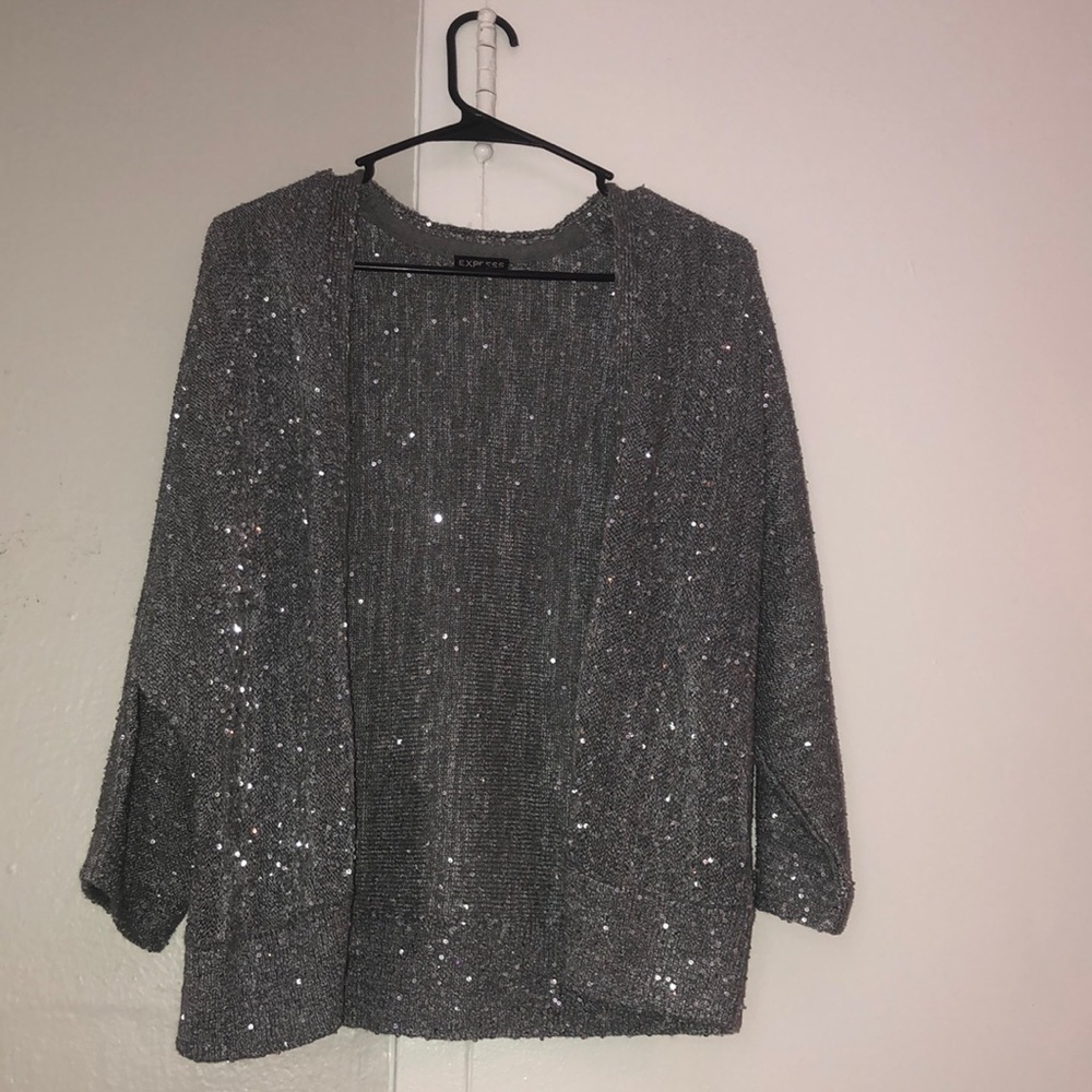 Express sequin cardigan sweater